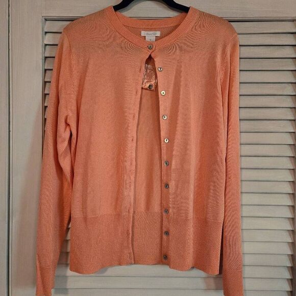 Marshall Fields Sweaters - NWT Marshall Fields Peach Silk Cardigan M